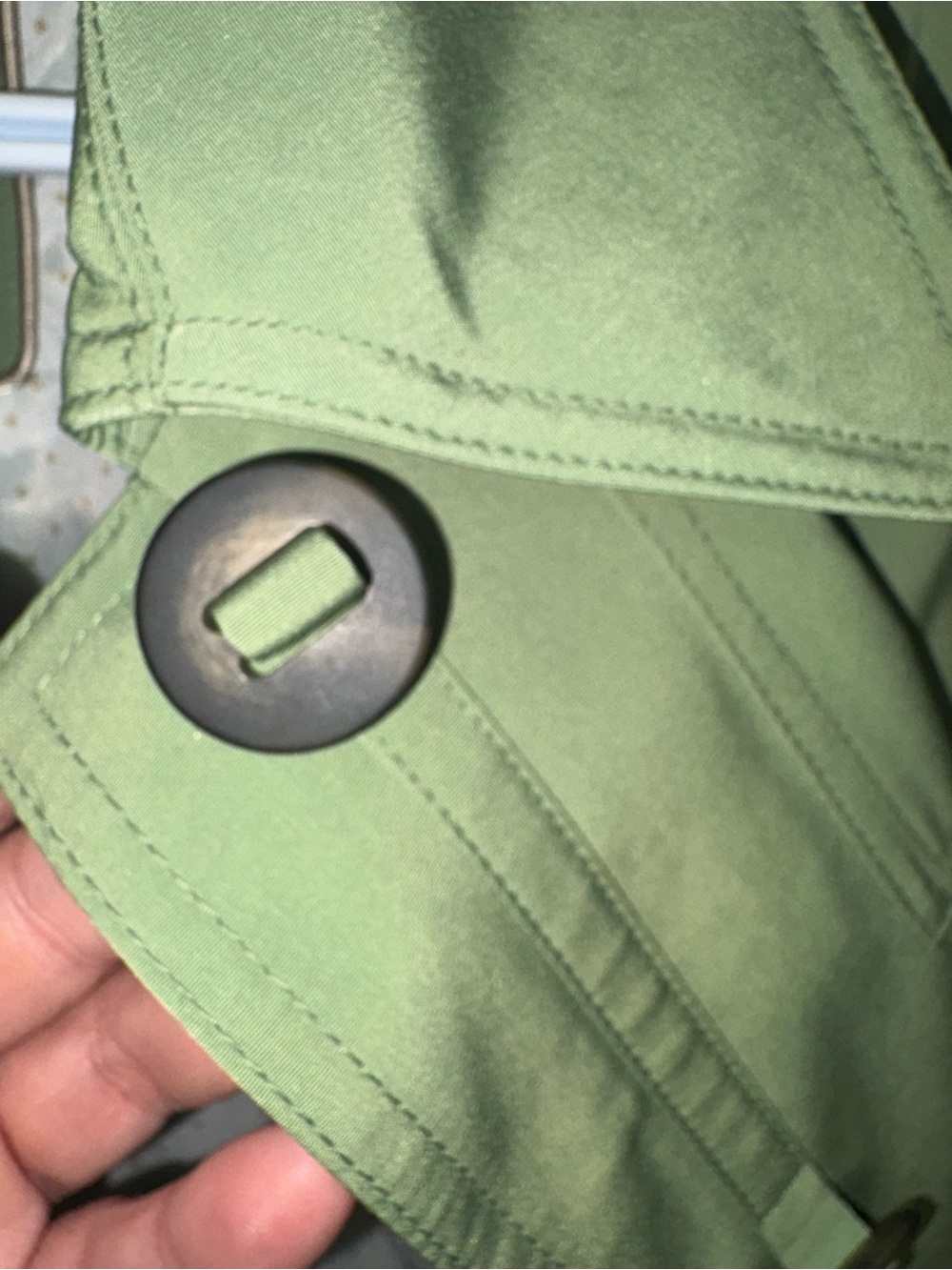 Esprit Olive Green Y2K, Mid-2000s, Mod Revival, Retro Trench, Sage/Olive Green, - Picture 5 of 10